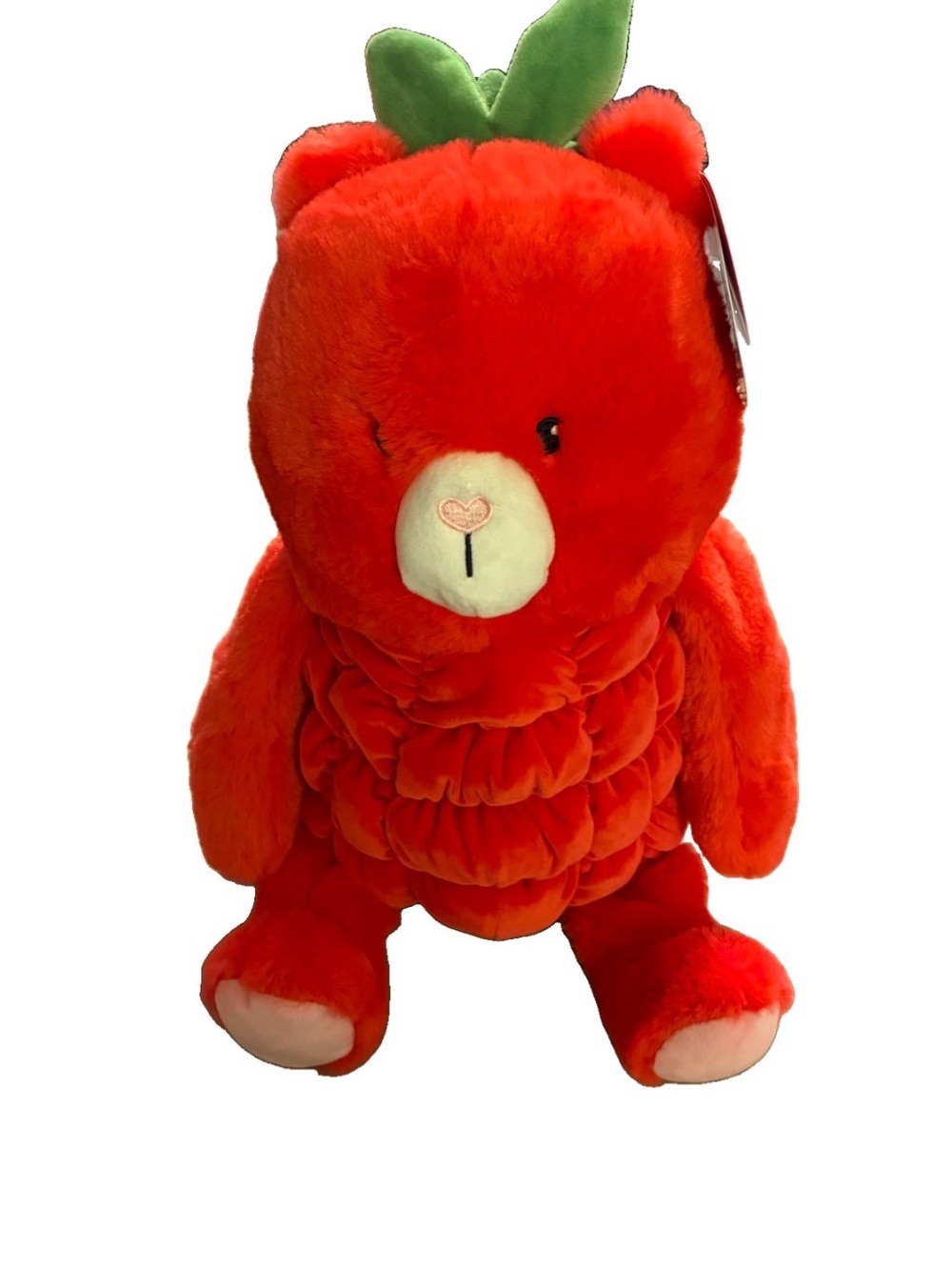 Gigglescape Plush Red Bear with Green Leaf Accent - Soft Kids Stuffed Animal 16”